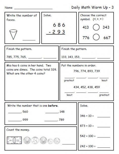 Free Printable 4th Grade Math Review Worksheets Html  4th Grade