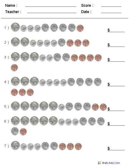 Free Printable  Customizable Counting Coins Worksheet