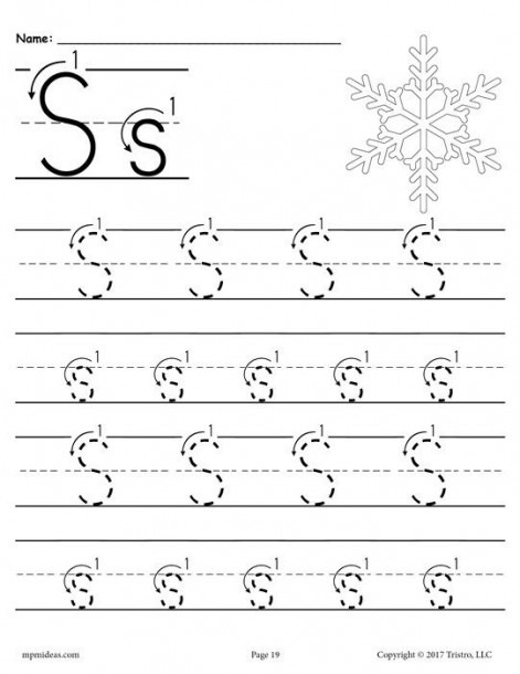 Free Printable Letter S Tracing Worksheet With Number And Arrow