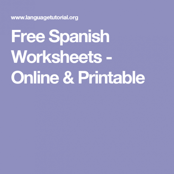 Free Spanish Worksheets