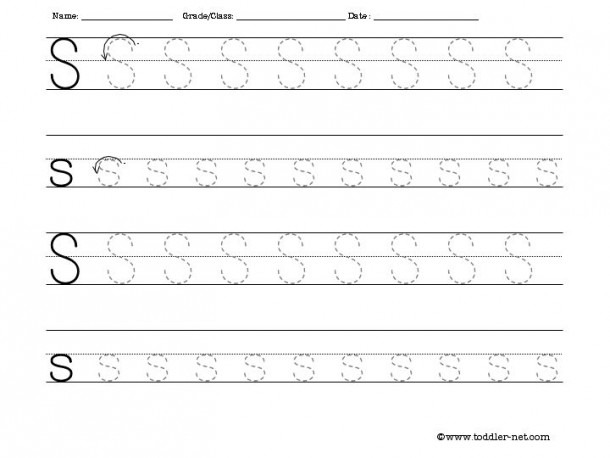 Free Tracing Letter S Worksheet