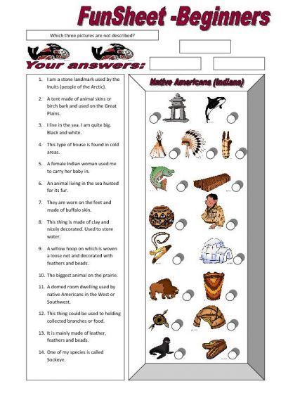 Funsheet For Beginners  Native Americans  Indians  Worksheet