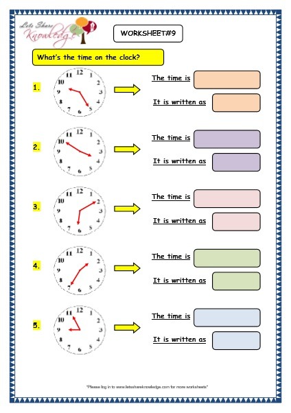Grade 3 Maths Worksheets   8 3 Telling The Time In 5 Minutes