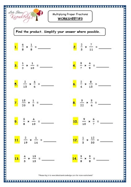 Grade 4 Maths Resources  2 6 1 Multiplying Proper Fractions
