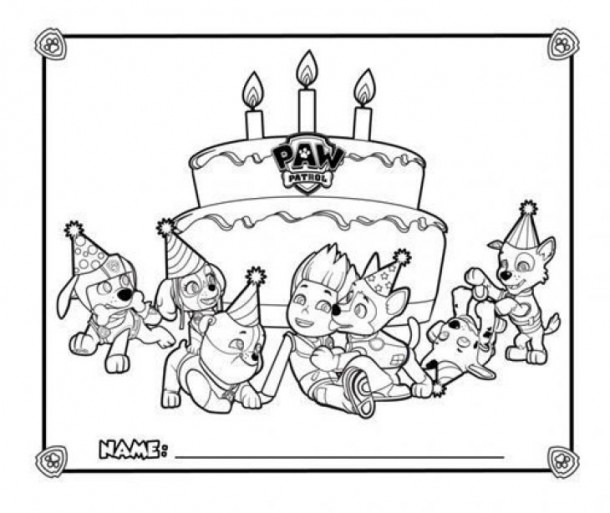 Happy Birthday From Paw Patrol Coloring Page Printable