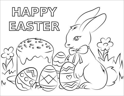 Happy Easter Coloring Page