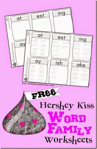 Hershey Kiss Word Family Worksheets