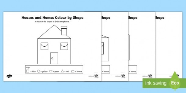 Houses And Homes Color By 2d Shape Worksheet   Worksheets
