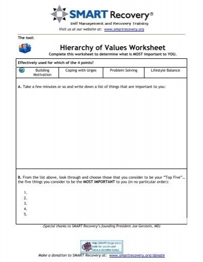 Hov  Hierarchy Of Values Worksheet