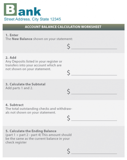 Reconciliation Worksheet