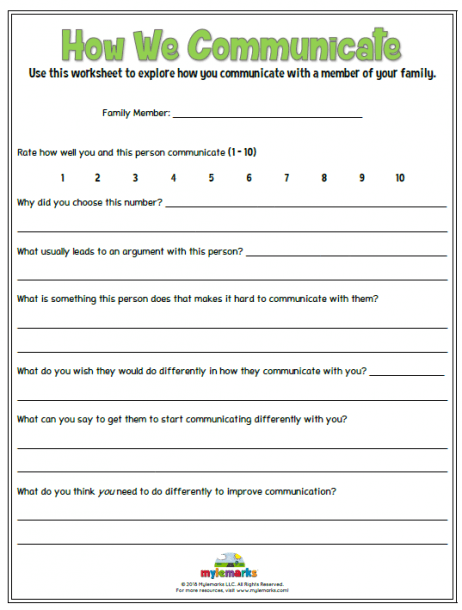 Family Therapy Worksheets