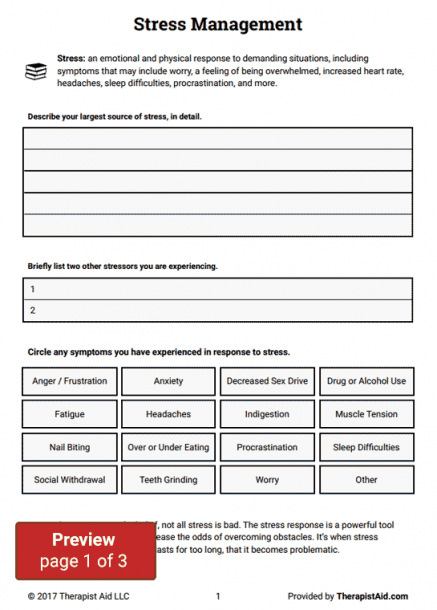 Introduction To Stress Management  Worksheet