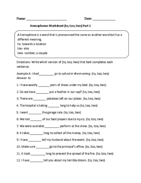 Language Worksheets English Grade 1