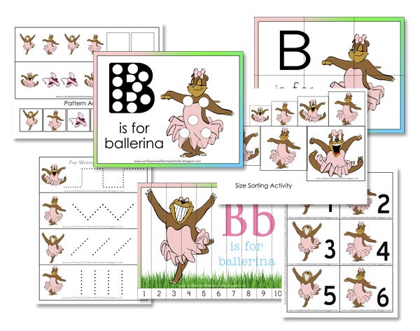 Letter B For Ballerina  Free Preschool Printables