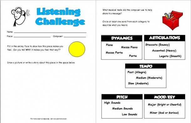 Listening Challenge Worksheets