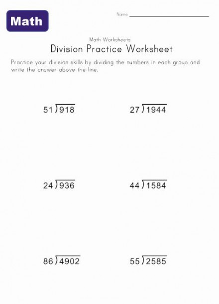8th Grade Long Division Printable Worksheet