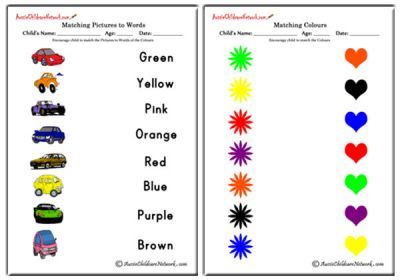 Matching Colours Worksheets  Matching Colour And Pictures