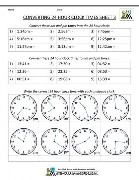 Military Time Conversion 24 Hour Clock 3