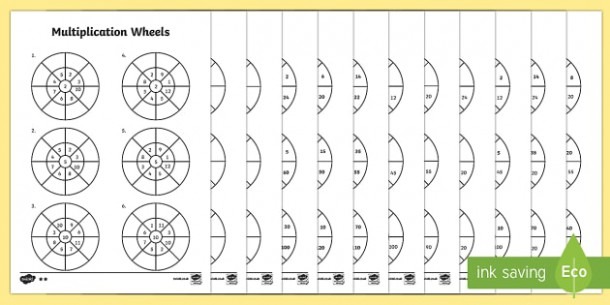 Mixed 2  5 And 10 Times Table Multiplication Wheels Worksheet