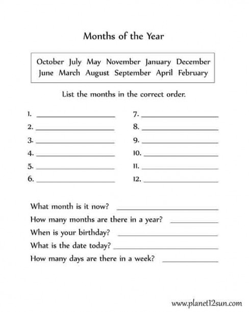 Months Of The Year Worksheet  2nd  3rd  4th Grade
