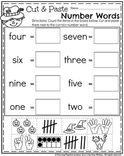 October Kindergarten Worksheets