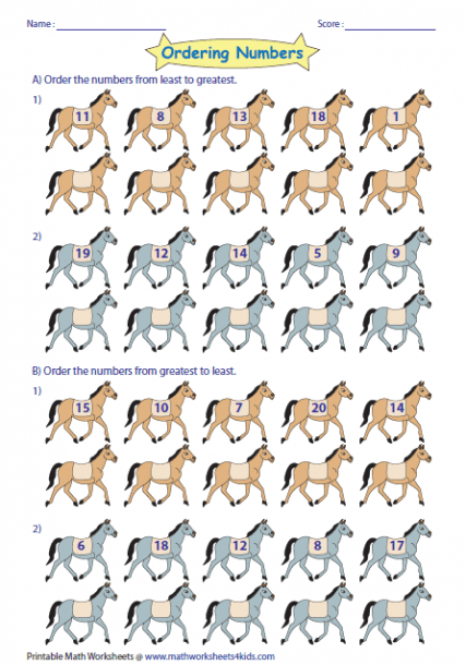 Ordering Numbers Worksheets