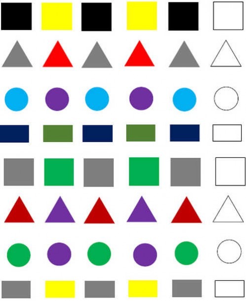 Preschool Pattern Worksheets  Size  Color  Shape  Complete