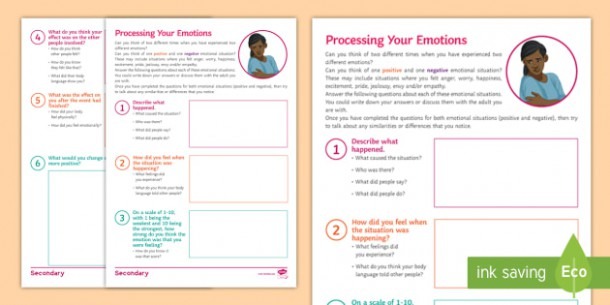 Processing Your Emotions Worksheet