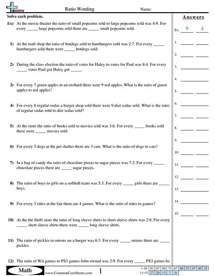 Ratio Worksheets