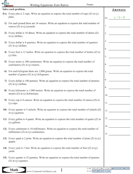 Ratio Worksheets