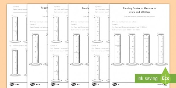 Reading Scales In Liters And Milliliters Differentiated Worksheet