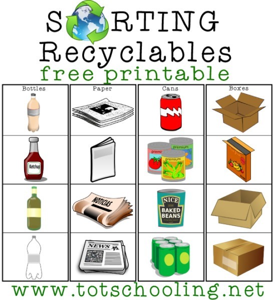 Recyclable Materials The Type Of Matching Worksheet     Worksheets