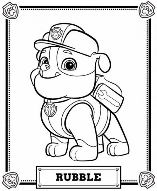 Rubble The Construction Pup From Paw Patrol Printable Coloring
