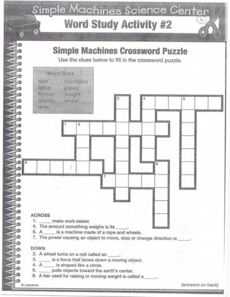 Simple Machines Crossword Puzzle