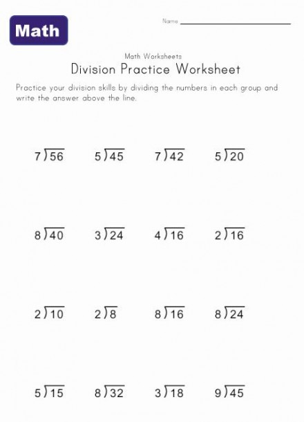 Single Digit Division Worksheet 2