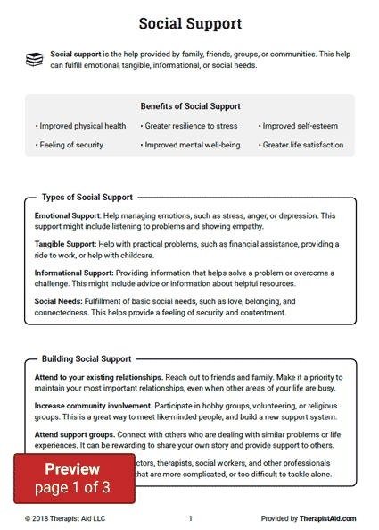 Social Support  Worksheet