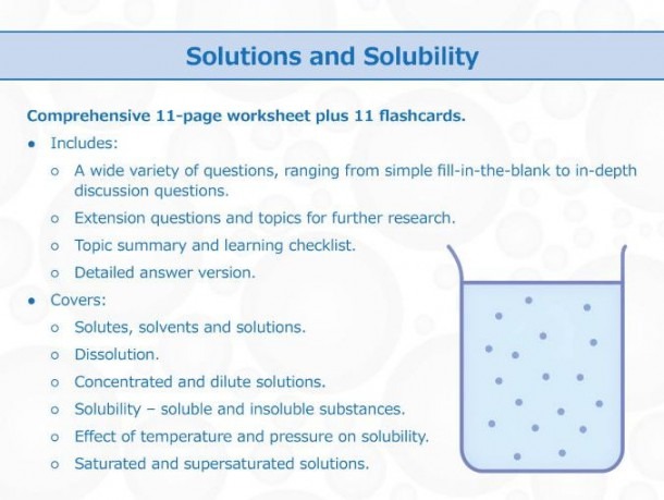 Solutions And Solubility  Worksheet And Flashcards  By