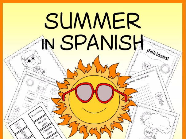 Spanish Summer Vocabulary Sheets  Worksheets  Matching   Bingo