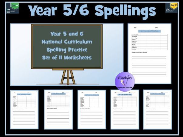 Spellings  Year 5  6 Spelling Practice Worksheets