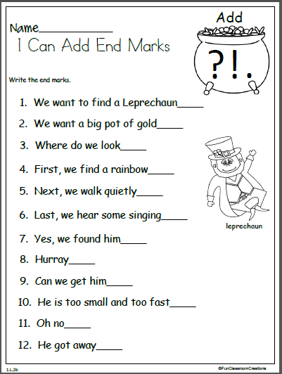 St  Patrick S Day Punctuation Practice