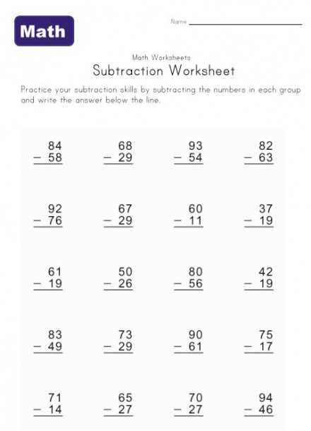 Subtraction With Borrowing Worksheets