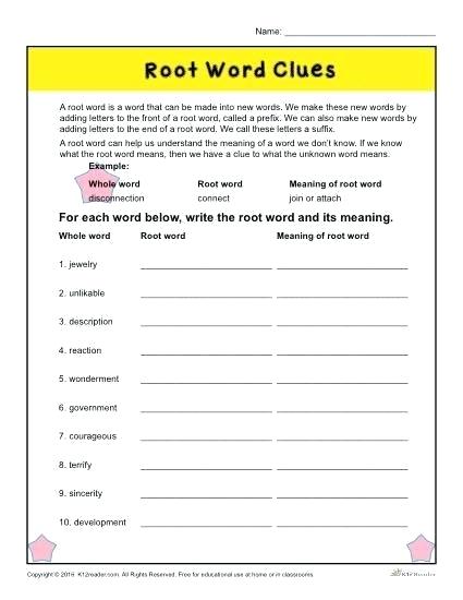 The Root Word Slide Words Worksheets Grade Greek 4th     Parkinglot Info