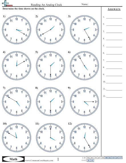 Time Worksheets