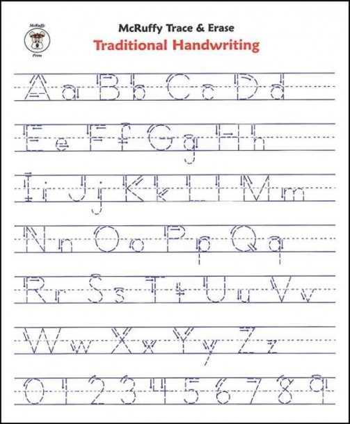 Trace   Erase Alphabet Handwriting Sheets  Traditional