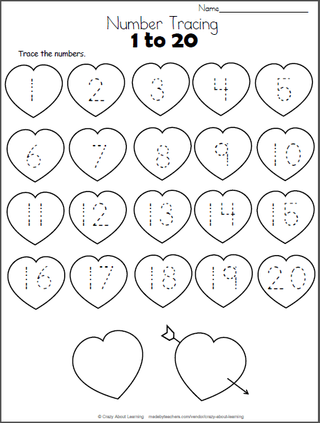 Valentine Hearts Math Worksheet
