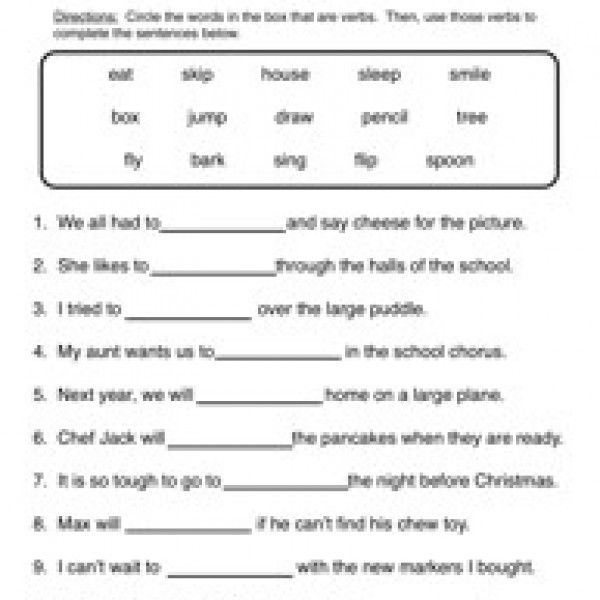 Fourth Grade Verb Worksheets Fill In The Blank