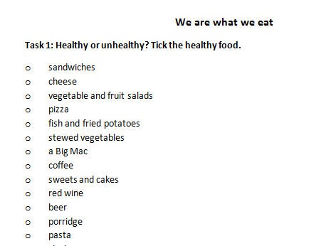 We Are What We Eat  Diet And Healthy Eating Worksheet