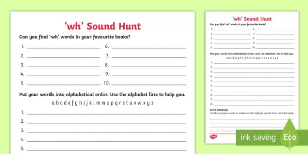 Wh  Sound Hunt Worksheet
