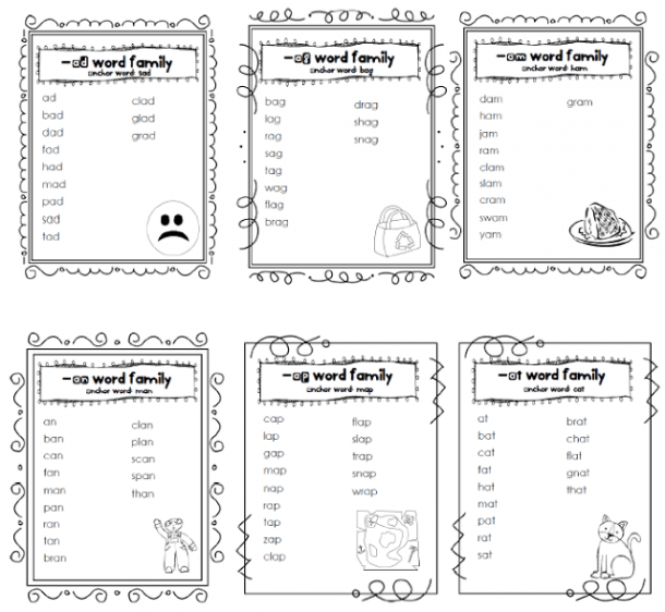 Word Work  Word Family Lists And Worksheets