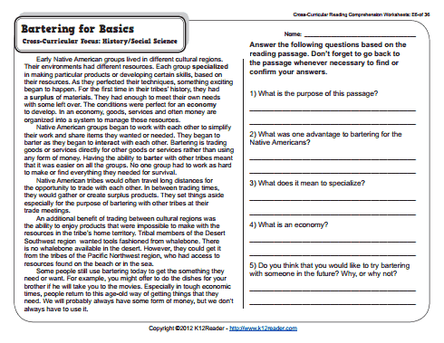 Worksheet For 5th Grade Reading
